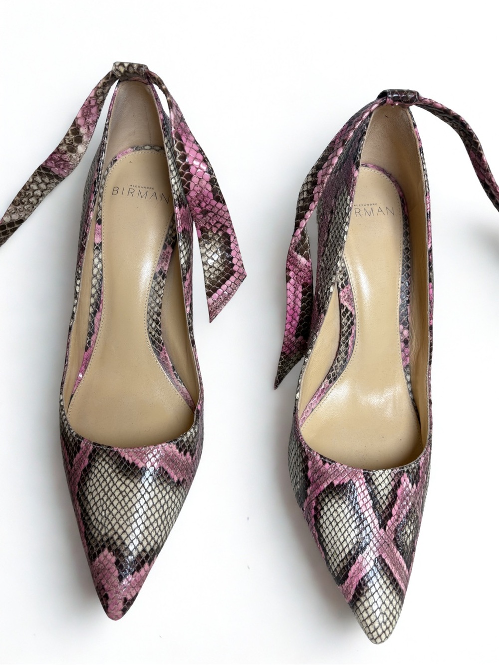 Alexandre Birman Pink Python Lace-Up Pumps